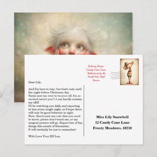 Elf Arrival Letter | North Pole Welcome Message ポストカード (正面/裏面)