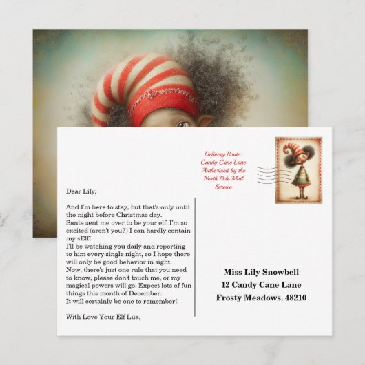 Elf Arrival Letter | North Pole Welcome Message ポストカード (正面/裏面)