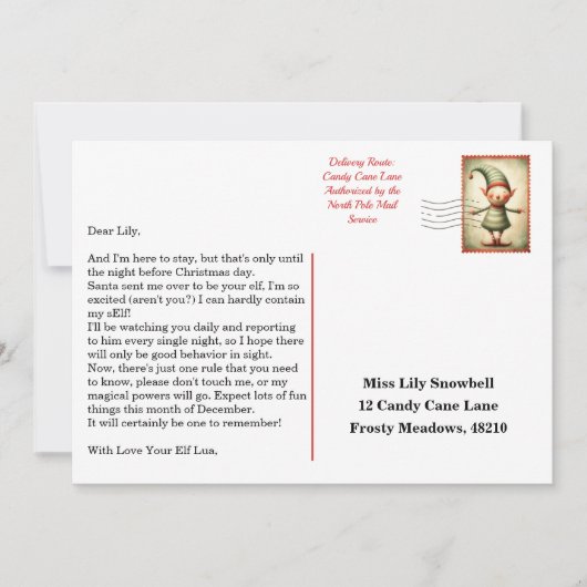 Elf Arrival Letter | North Pole Welcome Message 招待状 (正面)