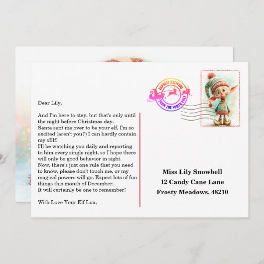 Elf Arrival Letter | North Pole Welcome Message 招待状 (正面/裏面)