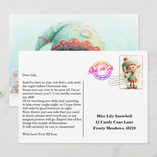 Elf Arrival Letter | North Pole Welcome Message 招待状 (正面/裏面)