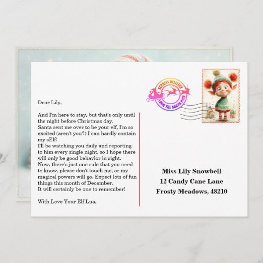 Elf Arrival Letter | North Pole Welcome Message 招待状 (正面/裏面)