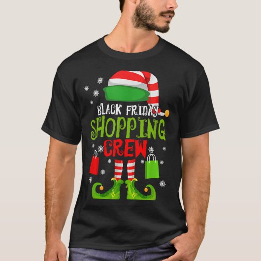 Elf Christmas Black Shopng Funny Friday Shopng Cre Tシャツ (正面)