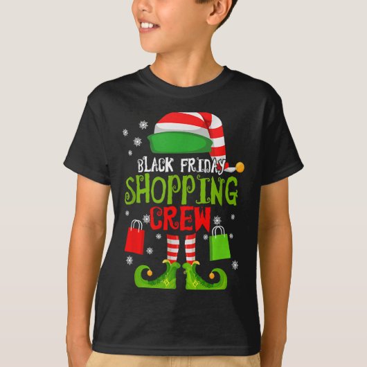 Elf Christmas Black Shopng Funny Friday Shopng Cre Tシャツ (正面)