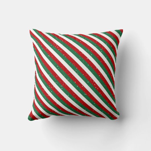 Elf Christmas Stripes • Red, Green & White Pattern クッション (裏面)