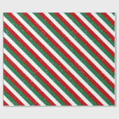 Elf Christmas Stripes • Red, Green & White Pattern ラッピングペーパー (フラット)