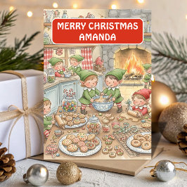 Elf Cookie Factory Kids Christmas Card シーズンカード