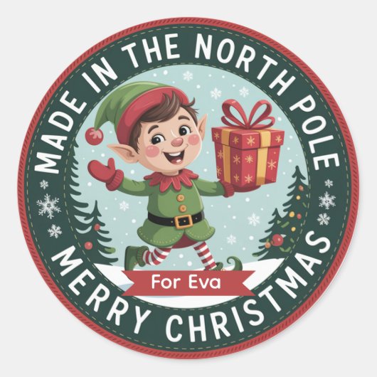 🧵 Elf-Crafted Holiday Badge Sticker ラウンドシール (正面)