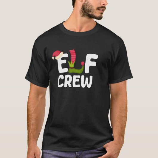 Elf Crew Christmas Family Matching Pajamas Holiday Tシャツ (正面)