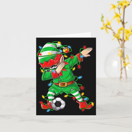 Elf Dabbing Soccer Player Christmas Dab Xmas  カード (黄色い花)