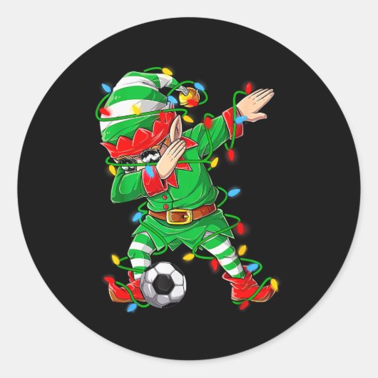 Elf Dabbing Soccer Player Christmas Dab Xmas  ラウンドシール (正面)