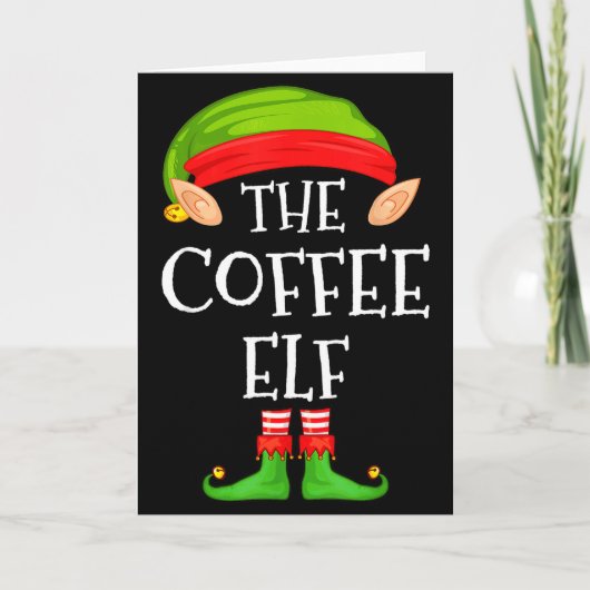 Elf Family Christmas Coffee Elf Sweater Matching C カード (正面)