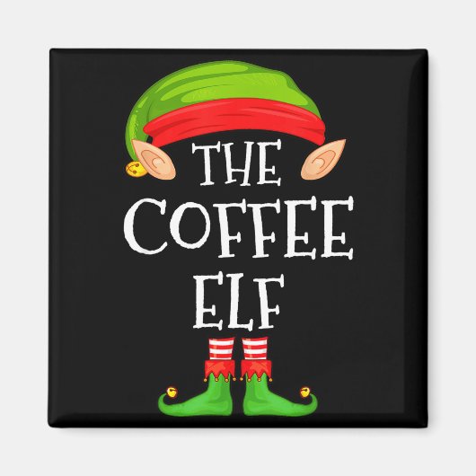 Elf Family Christmas Coffee Elf Sweater Matching C マグネット (正面)