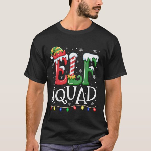 Elf Family Christmas Matching Pajamas Elf Squad Tシャツ (正面)