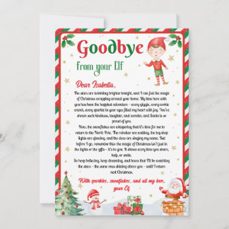 Elf Goodbye Letter Goodbye from Elf Christmas 招待状