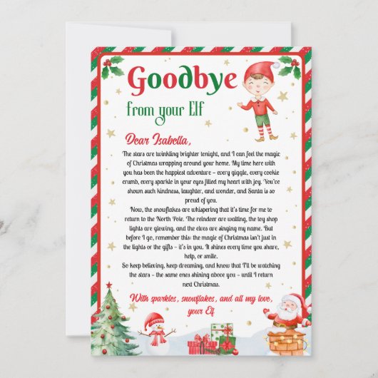 Elf Goodbye Letter Goodbye from Elf Christmas 招待状 (正面)