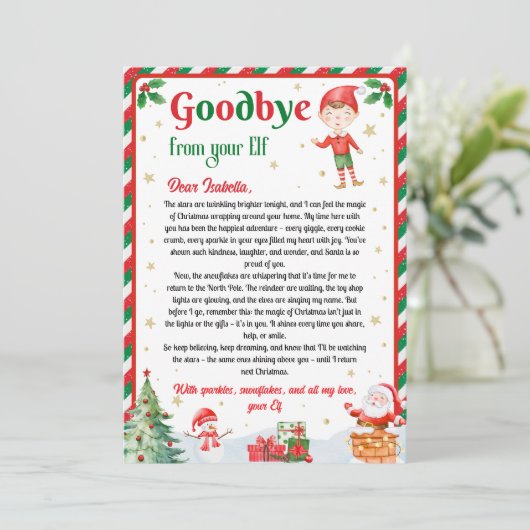 Elf Goodbye Letter Goodbye from Elf Christmas 招待状 (スタンド正面)