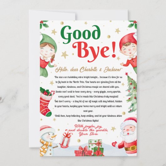 Elf Goodbye Letter Goodbye from Elf Christmas 招待状 (正面)