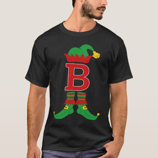 Elf Initial B Matching Family Group Christmas Holi Tシャツ (正面)