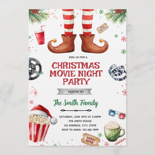 Elf Movie Night party Invitation 招待状 (正面)