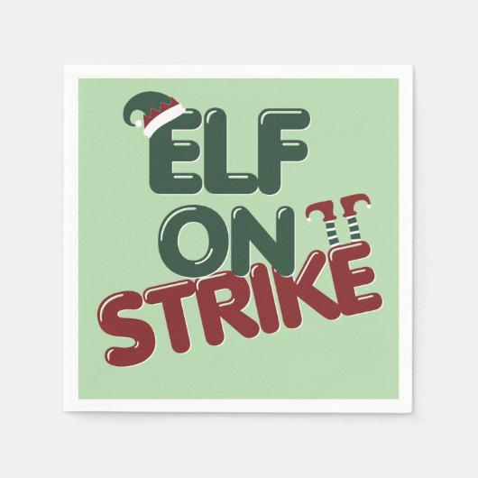 Elf On Strike Funny Holiday Party Napkin スタンダードカクテルナプキン (正面)
