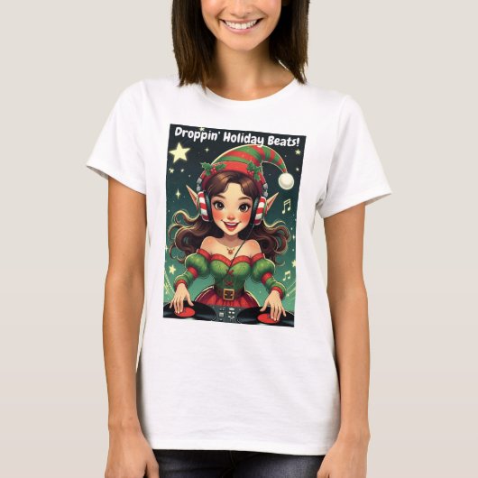 Elf on the Decks – Droppin’ Holiday Beats Tシャツ (正面)