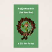 Elf On Wreath Christmas Holiday Gift Card Tag (正面)