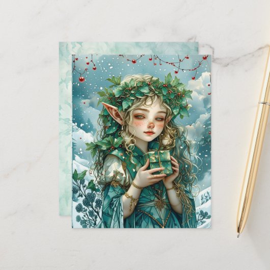 Elf Princess Christmas Scrapbook Paper (正面/裏面インサイチュ)