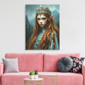Elf Queen Canvas – Fantasy Wall Art キャンバスプリント (インサイチュ (リビング))