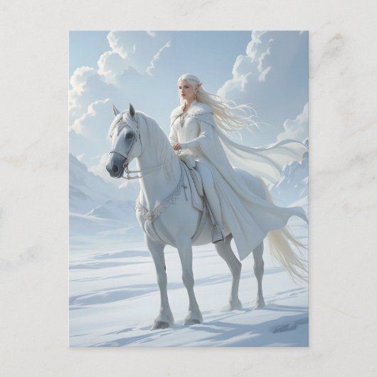 Elf Queen Riding White Horse ポストカード (正面)