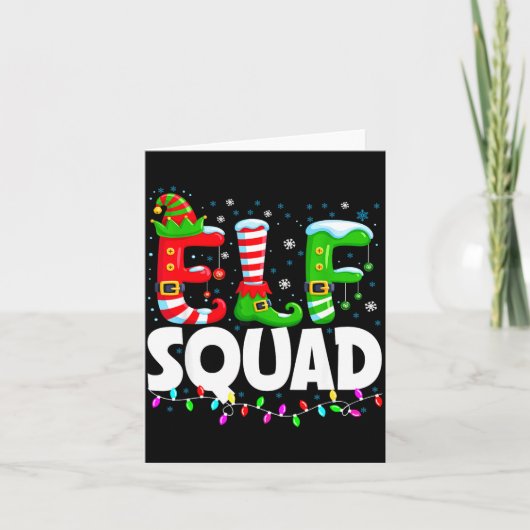 Elf Squad Christmas Family Matching Xmas Pajamas  カード (正面)