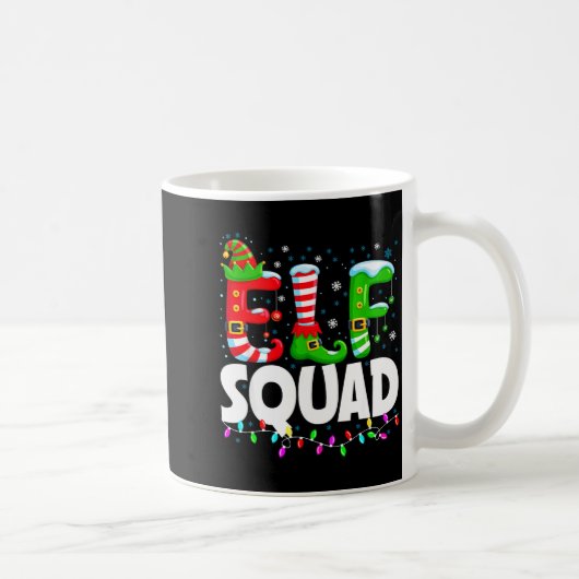 Elf Squad Christmas Family Matching Xmas Pajamas  コーヒーマグカップ (右)