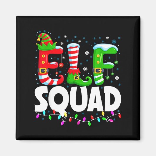 Elf Squad Christmas Family Matching Xmas Pajamas  マグネット (正面)