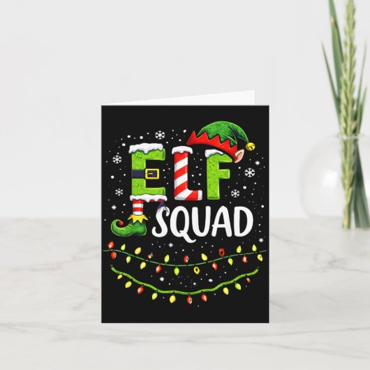 Elf Squad Christmas Lights Matching Holiday Crew  カード (正面)