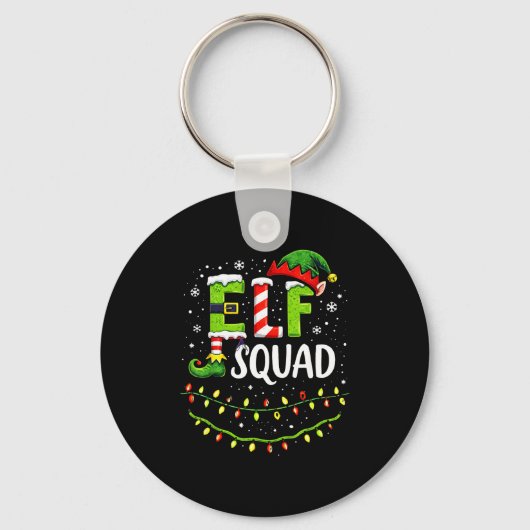 Elf Squad Christmas Lights Matching Holiday Crew  キーホルダー (正面)