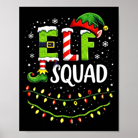 Elf Squad Christmas Lights Matching Holiday Crew  ポスター (正面)