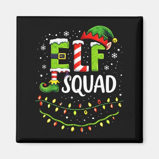 Elf Squad Christmas Lights Matching Holiday Crew  マグネット (正面)