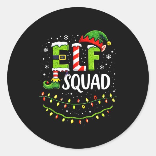 Elf Squad Christmas Lights Matching Holiday Crew  ラウンドシール (正面)