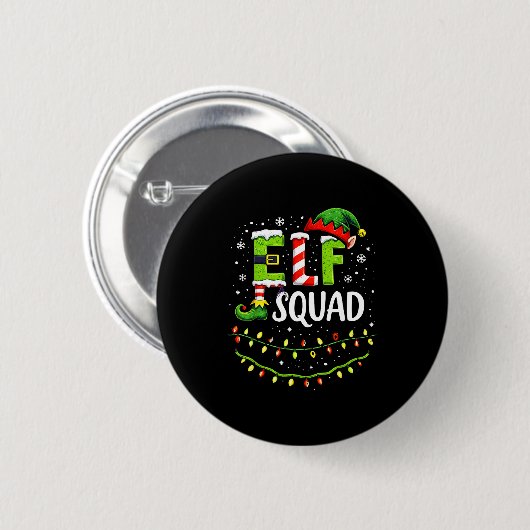 Elf Squad Christmas Lights Matching Holiday Crew  缶バッジ (正面&裏面)