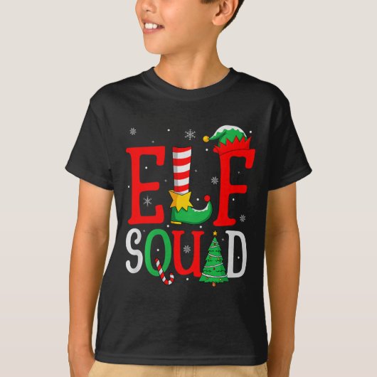 Elf Squad Christmas Matching Family Group Elf Xmas Tシャツ (正面)