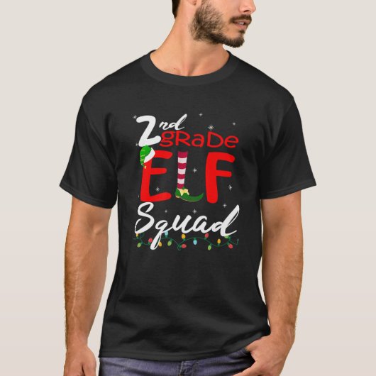 Elf Squad Second Grade Christmas Teacher Top Tシャツ (正面)
