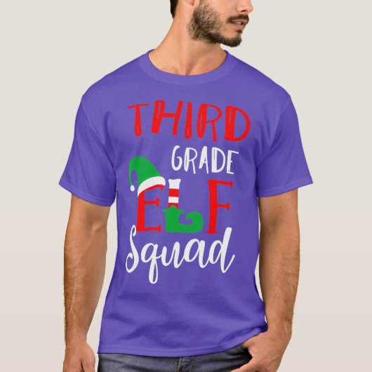 Elf Squad Third Grade Christmas Teacher Top Tシャツ (正面)