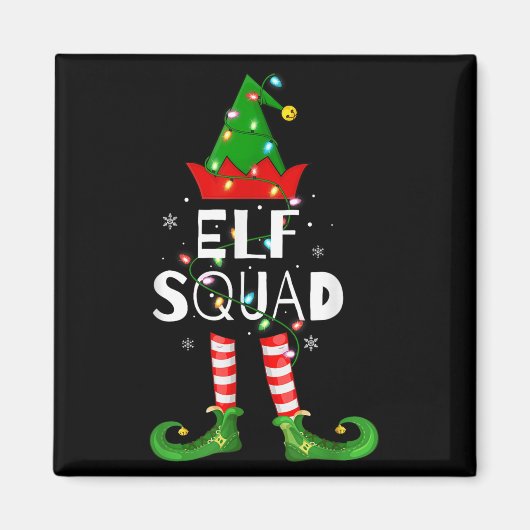 Elf Squad Xmas Matching Family Pajamas Funny Elf C マグネット (正面)