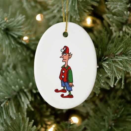 Elf Standing At Attention oval ceramic ornament セラミックオーナメント (ツリー)