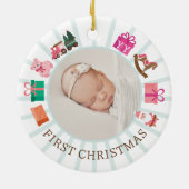 Elf Toy Factory Baby's First Pink Christmas Photo セラミックオーナメント (裏面)