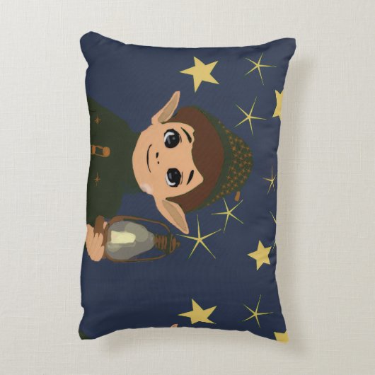 Elf Watcher Starry Night Rectangular Throw Pillow アクセントクッション (裏面(縦))