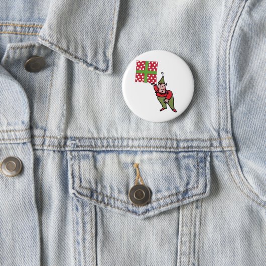 Elf with Polka Dot Gift button 缶バッジ (インサイチュ)