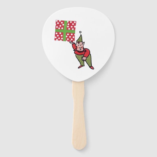 Elf With Polka Dot Gift paddle hand fans ハンドファン (正面)
