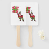 Elf With Polka Dot Gift rectangle hand fans ハンドファン (正面&裏面)
