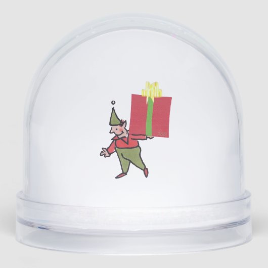 Elf With Red Box snow globe (正面)